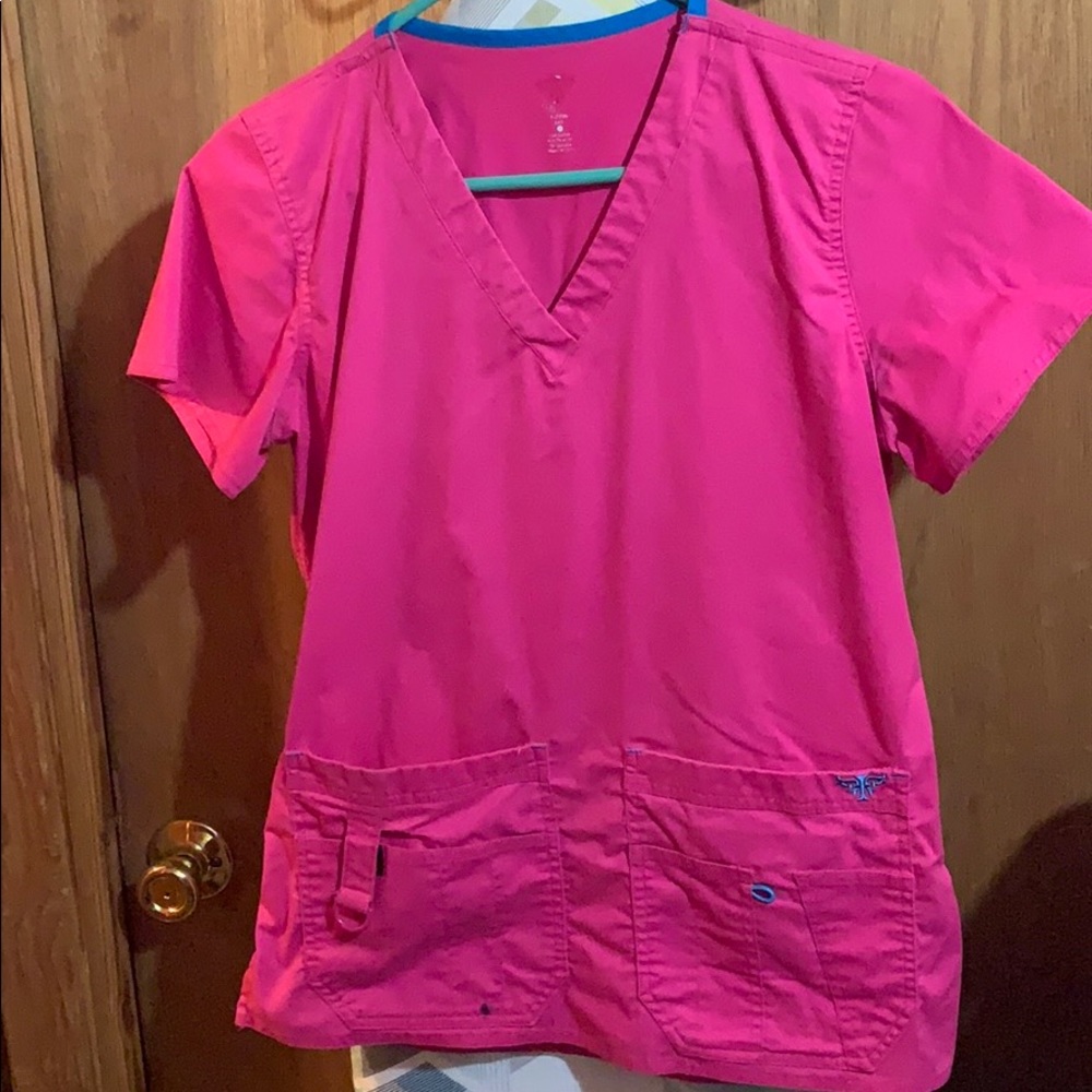 Hot pink/aqua accent Med Couture scrubs